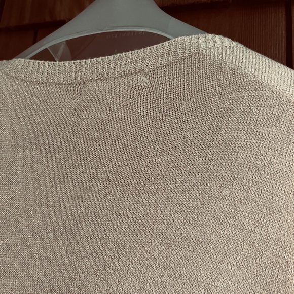 ALCHEMIA TRICOT 🇮🇹 Italy Women Long Sleeve Metallic Sweater Dress M White Gold - Picture 12 of 13